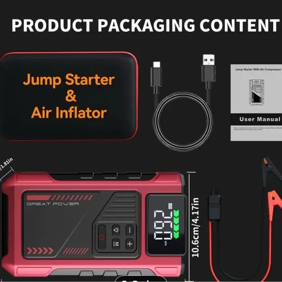 Red Jump Starter and Air Inflator - Picture 8 of 8